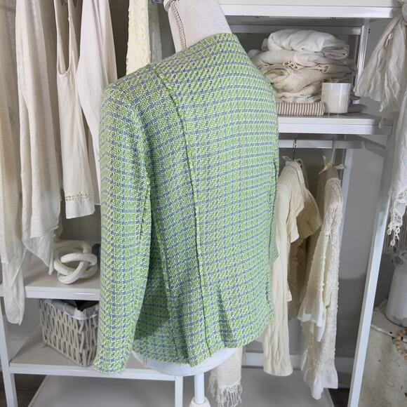 Sag Harbor Petites sz. 12 P green & blue Tweed jacket, spring, winter #2425 - Picture 3 of 9